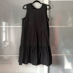 Sleeveless tiered mini dress in cotton poplin